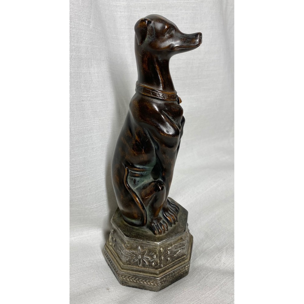 Vintage Greyhound Whippet Bronze Color Dog Statue 9" Art Deco Style Figurine
